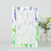 Lavendel Wildflowers Waterverf Grey Lined Briefpapier (Staand voorkant)