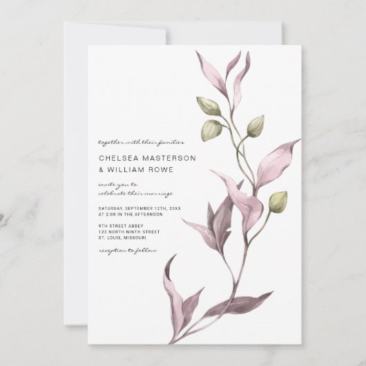 Lavendel Wingroen Huwelijk Kaart (Voorkant)