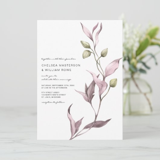 Lavendel Wingroen Huwelijk Kaart (Staand voorkant)