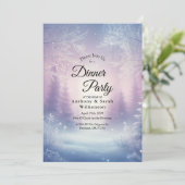 Lavendel Winter Sneeuwval Home Dinner Party Kaart (Staand voorkant)
