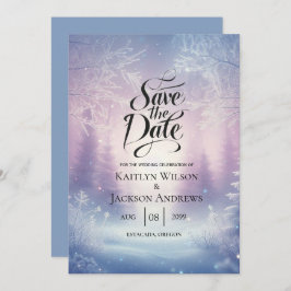 Lavendel Winter Sneeuwval Serenade bruiloft Save The Date