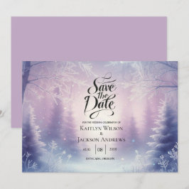 Lavendel Winter Sneeuwval Serenade bruiloft Save The Date