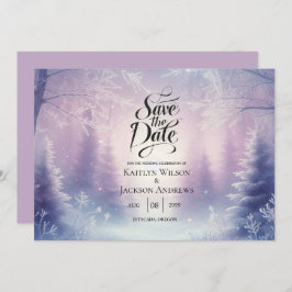 Lavendel Winter Sneeuwval Serenade bruiloft Save The Date