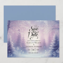 Lavendel Winter Sneeuwval Serenade bruiloft Save The Date