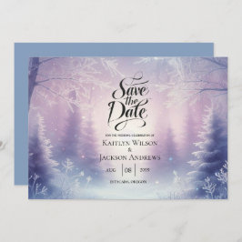 Lavendel Winter Sneeuwval Serenade bruiloft Save The Date