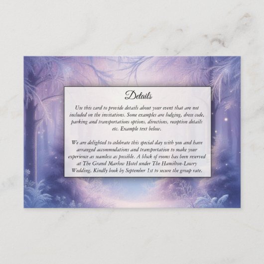 Lavendel Winter Sneeuwval Serenade Informatiekaartje (Voorkant)