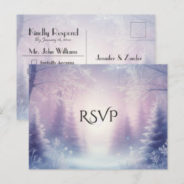 Lavendel Winter Sneeuwval Serenade Trouw RSVP Uitnodiging Briefkaart