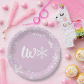Lavendel Winter Tweede Verjaardag Sneeuwvlok Borde Papieren Bordje (Feest)