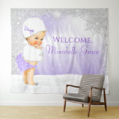Lavendel Winter Wonderland Baby shower Achtergrond Wandkleed (In Situ (horizontaal))