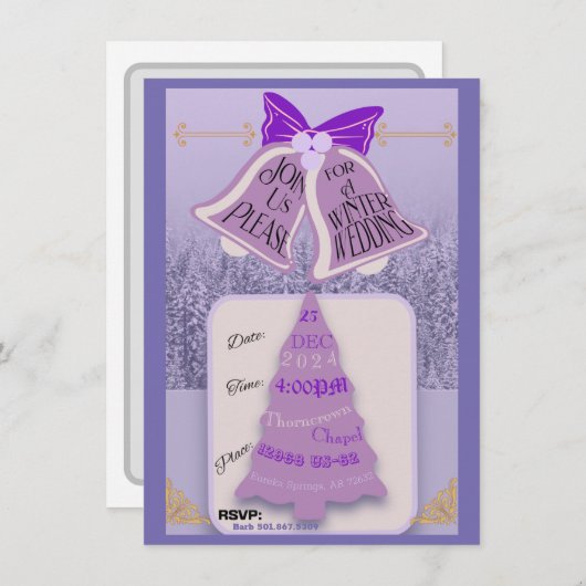 Lavendel Winterdennen met klokken (Voorkant / Achterkant)