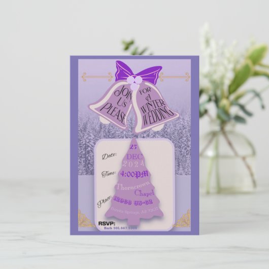 Lavendel Winterdennen met klokken (Staand voorkant)