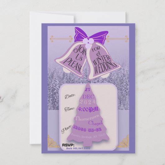 Lavendel Winterdennen met klokken (Voorkant)