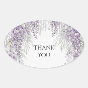 Lavendel Wisteria Botanische Trouw Trouwkaart Beda Ovale Sticker
