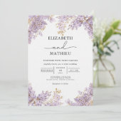 Lavendel Wisteria Floral Wedding Kaart (Staand voorkant)