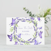 Lavendel Wisteria & Vlinders Save The Date (Staand voorkant)