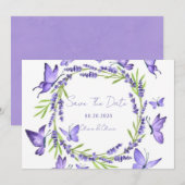 Lavendel Wisteria & Vlinders Save The Date (Voorkant / Achterkant)