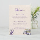 Lavendel Wisteria  Vrachtwagen Bruiloft Details Kaart (Staand voorkant)