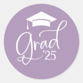 Lavendel Wit Afstudeerder Script 2025 Envelope Sea Ronde Sticker (Voorkant)