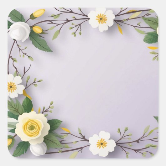 lavendel wit bloemenschattig mooi lPaper Bord Vierkante Sticker (Voorkant)