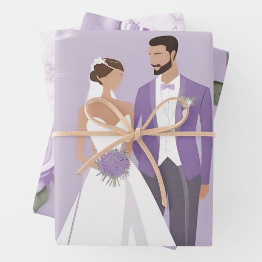 Lavendel & wit bruiloft inpakpapier (In situ)