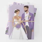 Lavendel & wit bruiloft inpakpapier vel (In situ)