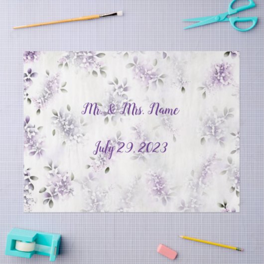 Lavendel & wit bruiloft weefsel papier (Craft)