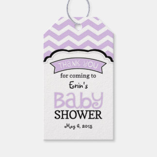 Lavendel Wit Chevron Baby shower Dank Labels Cadeaulabel