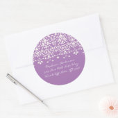 Lavendel & wit damast adreslabel ronde sticker (Envelop)