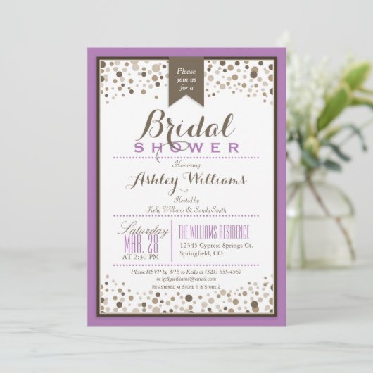 Lavendel, wit en taupe Modern Vrijgezellenfeest Kaart (Staand voorkant)