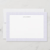 Lavendel & wit Gepersonaliseerde Gingham flat Bedankkaart (Voorkant)