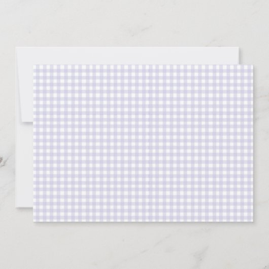 Lavendel & wit Gepersonaliseerde Gingham flat Bedankkaart (Achterkant)