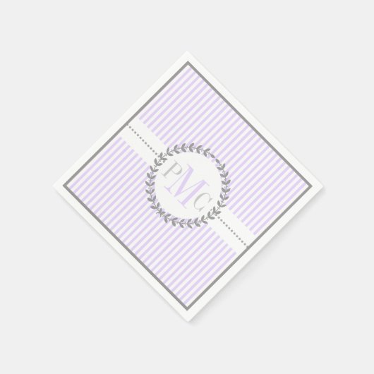 Lavendel, wit gestreept patroon bruiloft servet (Hoek)