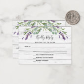 Lavendel wit hout QR code bruiloft reactie RSVP Notitiekaartje (Voorkant / Achterkant in situ)