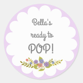 Lavendel Wit Klaar voor POP Baby shower Sticker