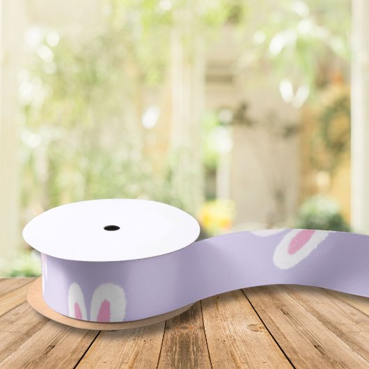Lavendel wit pluizig konijn satijnen lint