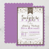 Lavendel, wit, taupe verrassingsfeest kaart (Voorkant / Achterkant)