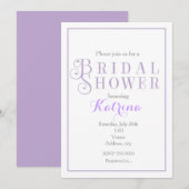 Lavendel & Wit Vrijgezellenfeest Classy Uitnodigin Kaart (Voorkant / Achterkant)