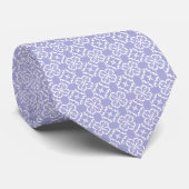 Lavendel & Witte Bloem Lattice Patroon Stropdas (Opgerold)