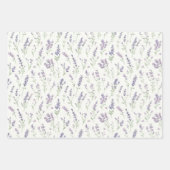Lavendel Witte Bloem Strepen Bruidsdouche Inpakpapier Vel (Voorkant 2)