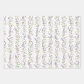 Lavendel Witte Bloem Strepen Bruidsdouche Inpakpapier Vel (Voorkant)