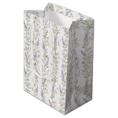 Lavendel Witte Bloem Strepen Bruidsdouche Medium Cadeauzakje (Achterkant Gekanteld)
