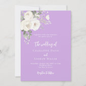 Lavendel witte bloemen bruiloft uitnodiging (Voorkant)