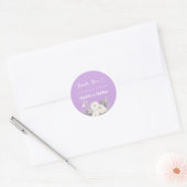 Lavendel witte bloemen hart dank u bruiloft ronde sticker (Envelop)