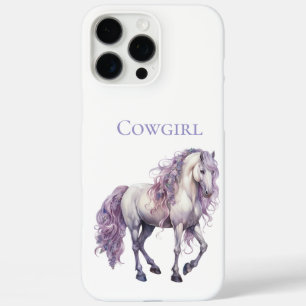 Lavendel Witte Bloemen Paard Cowgirl iPhone 16 Pro Max Hoesje