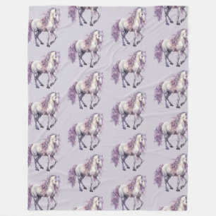 Lavendel Witte Bloemen Paard Cowgirl Fleece Deken