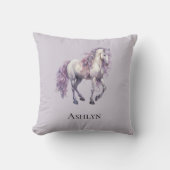 Lavendel Witte Bloemen Paard Cowgirl Kussen (Voorkant)