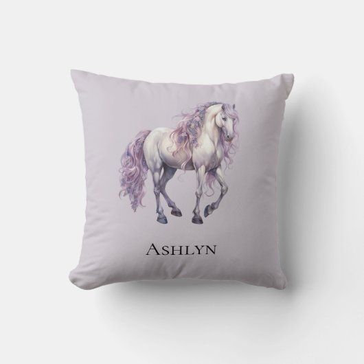 Lavendel Witte Bloemen Paard Cowgirl Kussen (Voorkant)