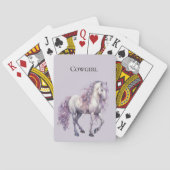 Lavendel Witte Bloemen Paard Cowgirl Pokerkaarten (Achterkant)