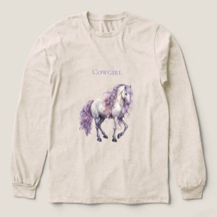 Lavendel Witte Bloemen Paard Cowgirl Tri-Blend Shirt