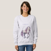 Lavendel Witte Bloemen Paard Cowgirl Trui (Voorkant volledig)